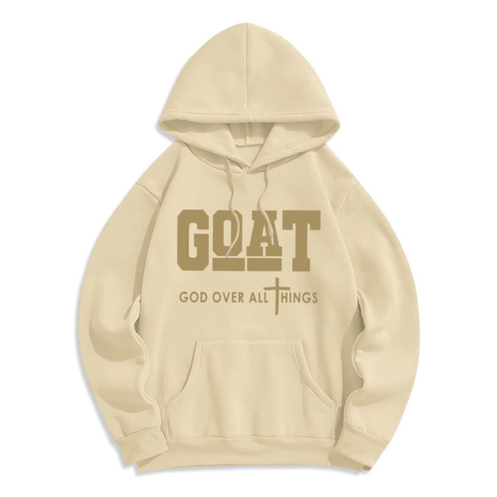 Christianartworkshop GOAT God Over All Things Streetwear Fleece Lined Polyester Hoodie - Beige - 2XL - image 6