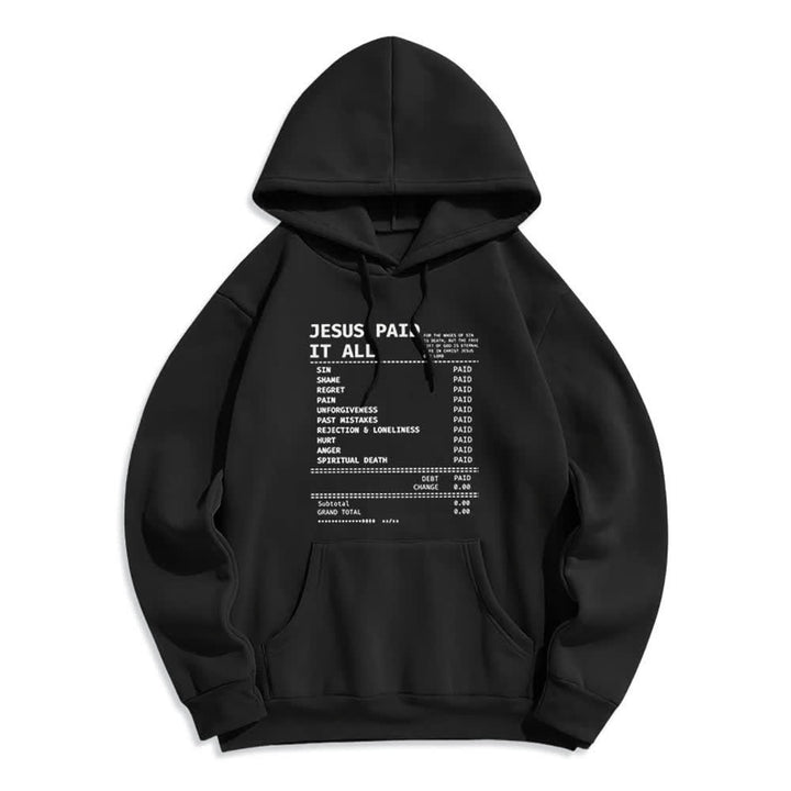 Christianartworkshop Jesus Paid It All Receipt Graphic Fleece Fleece Lined Polyester Hoodie - Black - 2XL - image 0