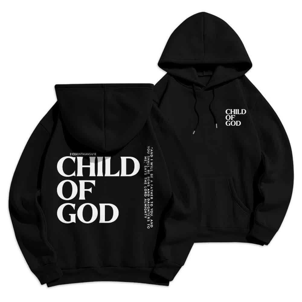 Christianartworkshop Child Of God Minimalist Statement Pullover Fleece Lined Polyester Hoodie - Black - 2XL - image 3