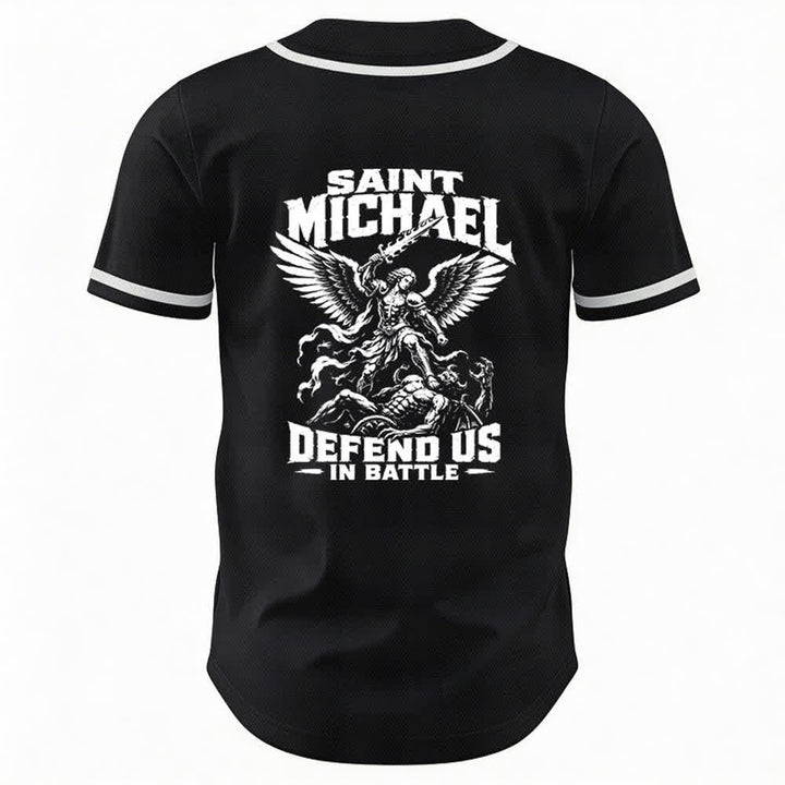 Christianartworkshop Saint Michael Defend Us In Battle Baseball Jersey - image 1