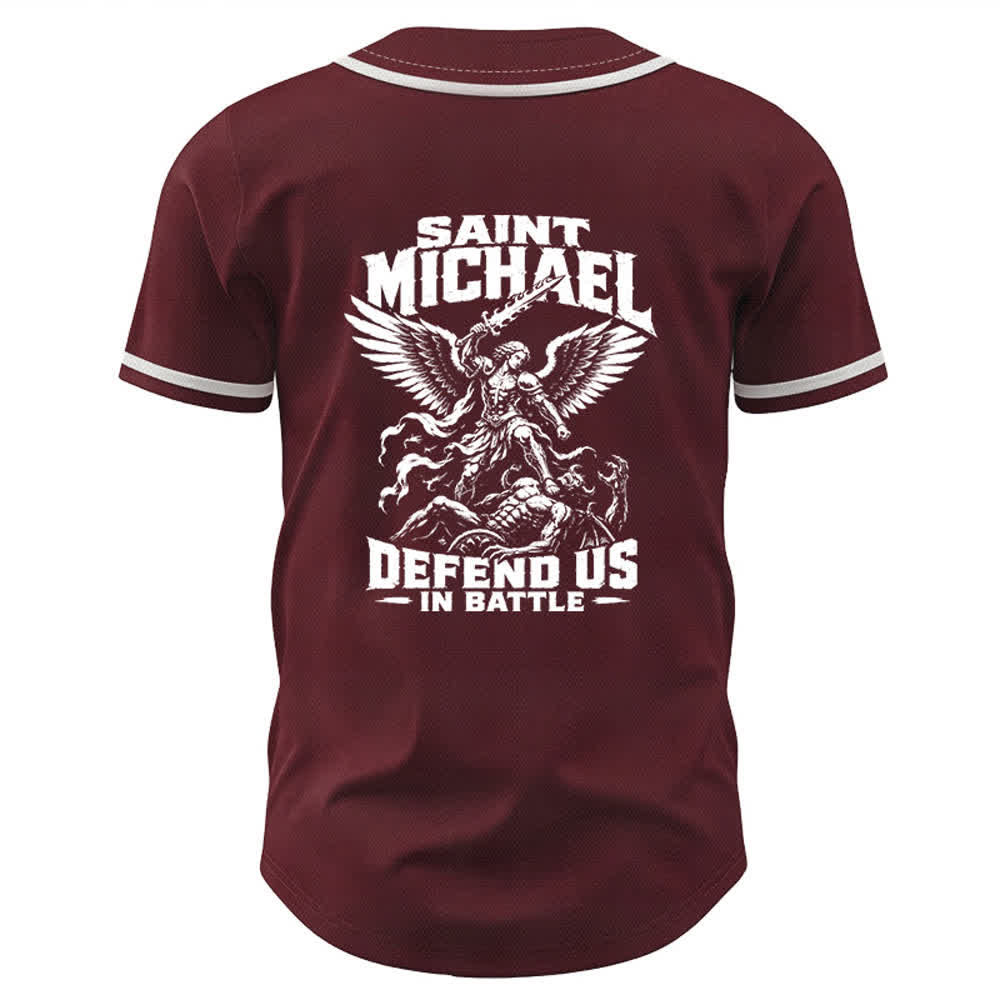 Christianartworkshop Saint Michael Defend Us In Battle Baseball Jersey - image 50