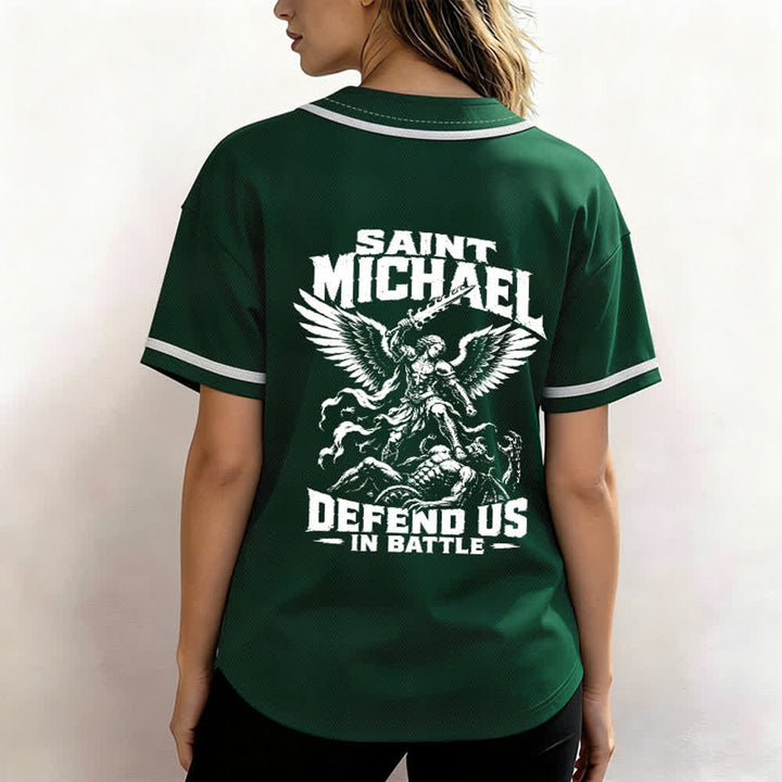 Christianartworkshop Saint Michael Defend Us In Battle Baseball Jersey - image 17