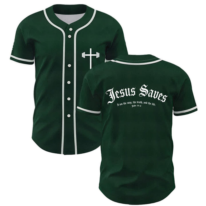 Christianartworkshop Jesus Saves Gothic Mesh Street Baseball Jersey - Green - 5XL - image 21