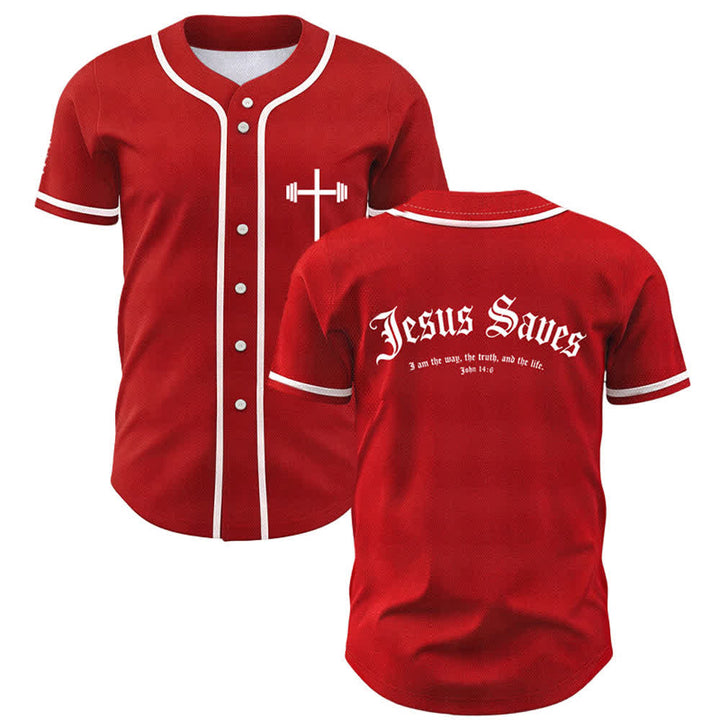 Christianartworkshop Jesus Saves Gothic Mesh Street Baseball Jersey - Red - 5XL - image 42