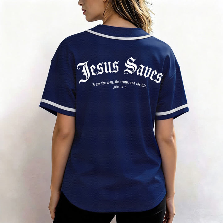 Christianartworkshop Jesus Saves Gothic Street Baseball Jersey - image 38