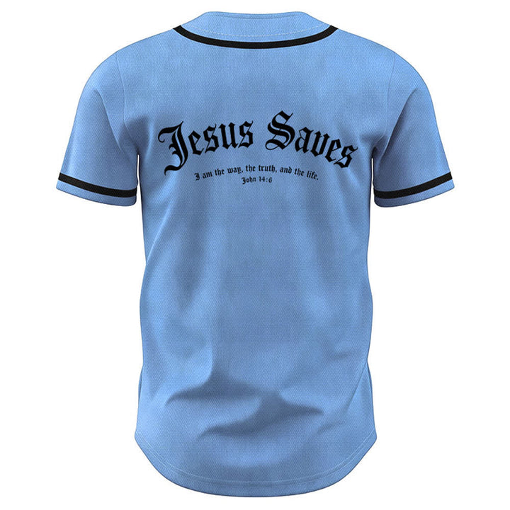 Christianartworkshop Jesus Saves Gothic Street Baseball Jersey - image 50