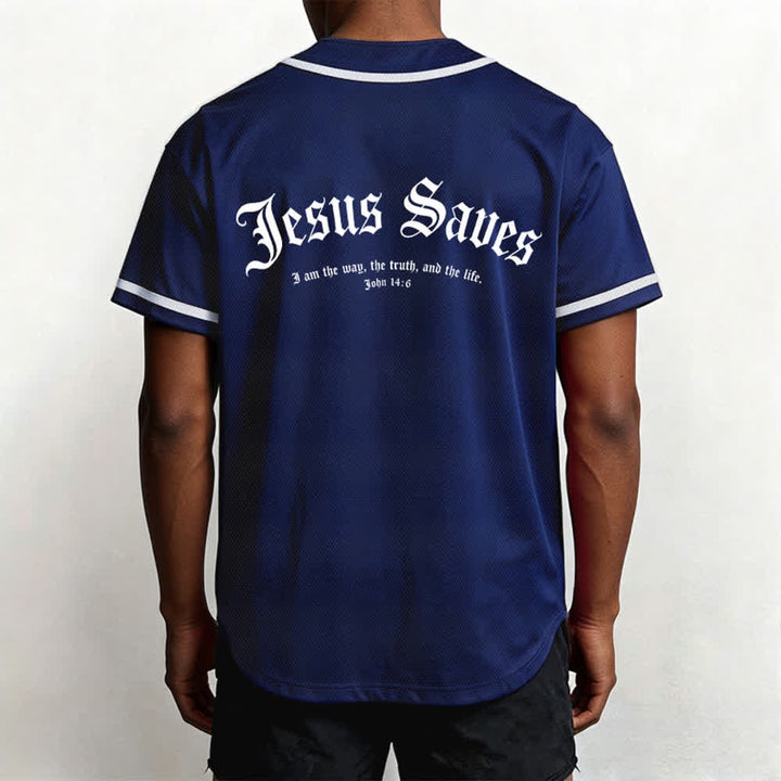 Christianartworkshop Jesus Saves Gothic Mesh Street Baseball Jersey - image 40