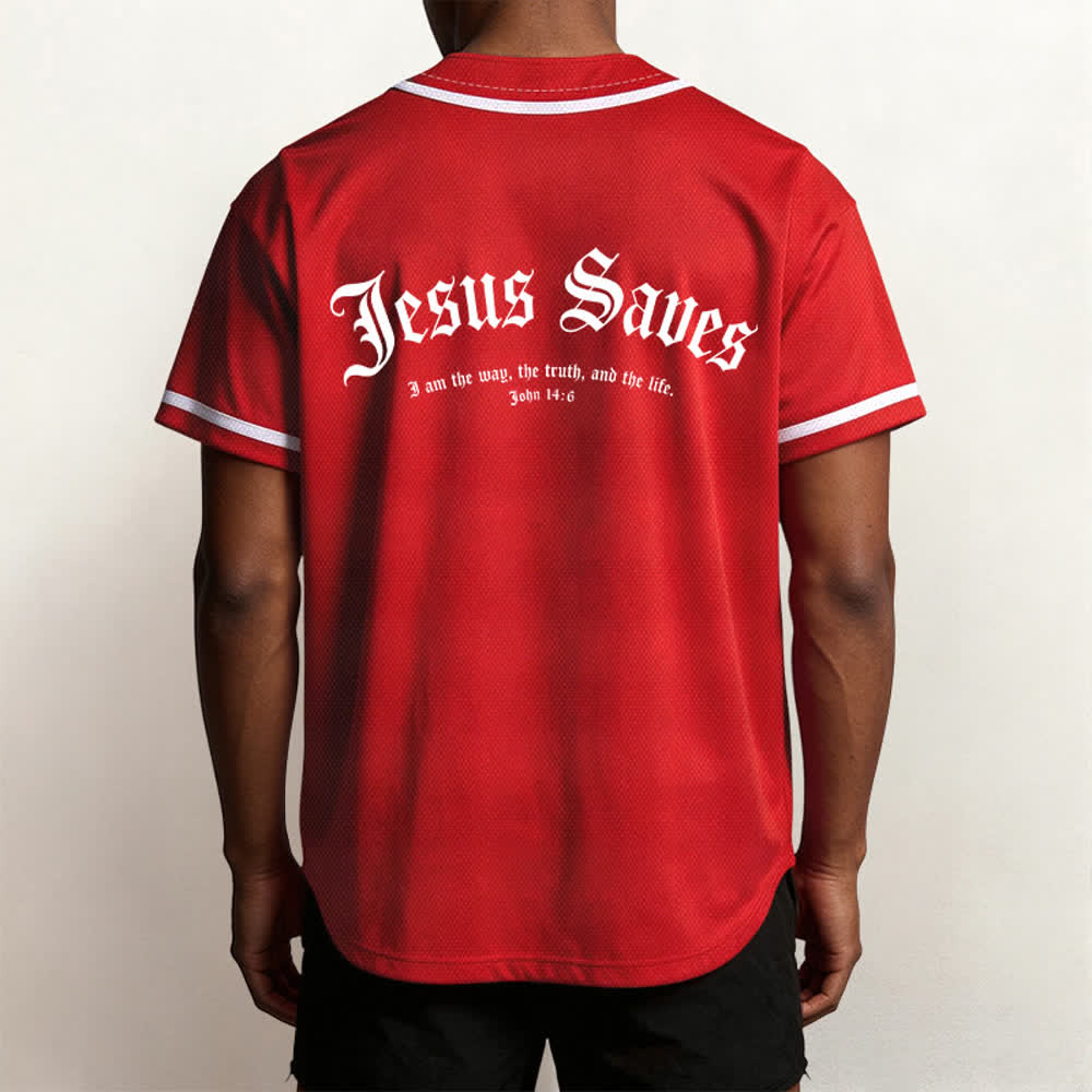 Christianartworkshop Jesus Saves Gothic Mesh Street Baseball Jersey - image 47
