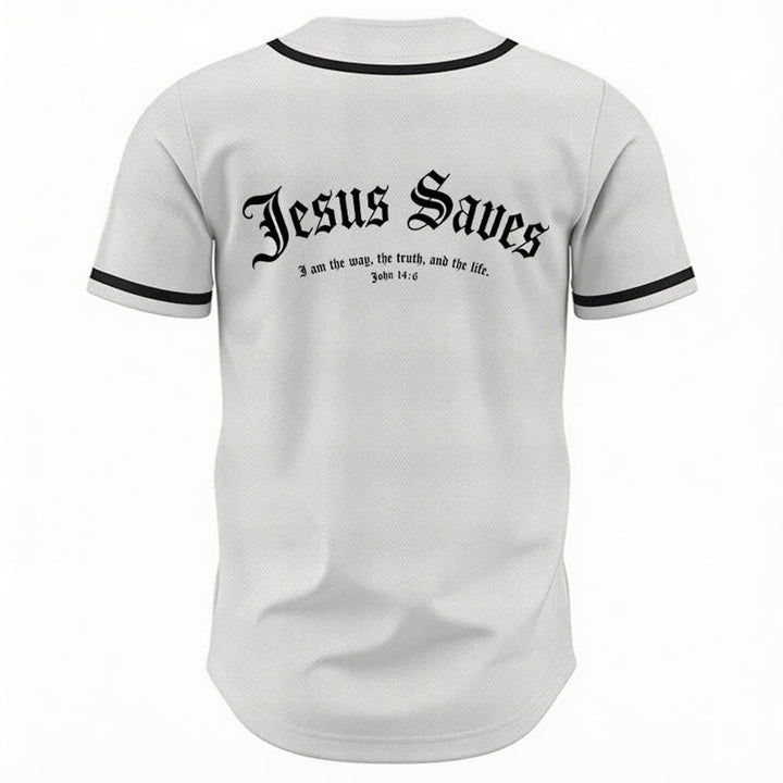 Christianartworkshop Jesus Saves Gothic Mesh Street Baseball Jersey - image 1