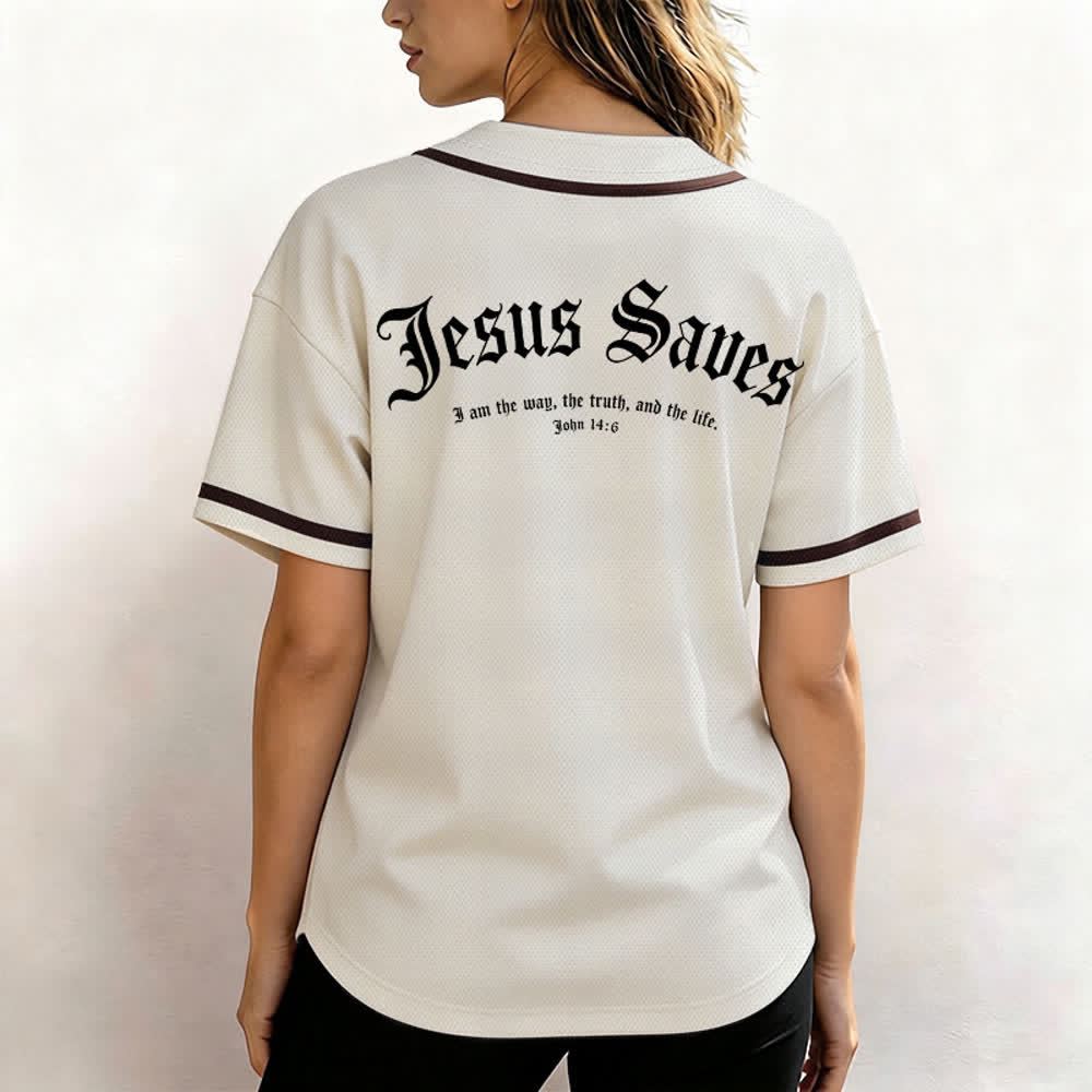Christianartworkshop Jesus Saves Gothic Mesh Street Baseball Jersey - image 33