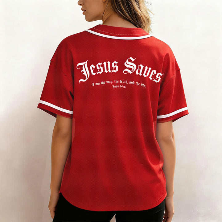 Christianartworkshop Jesus Saves Gothic Mesh Street Baseball Jersey - image 45