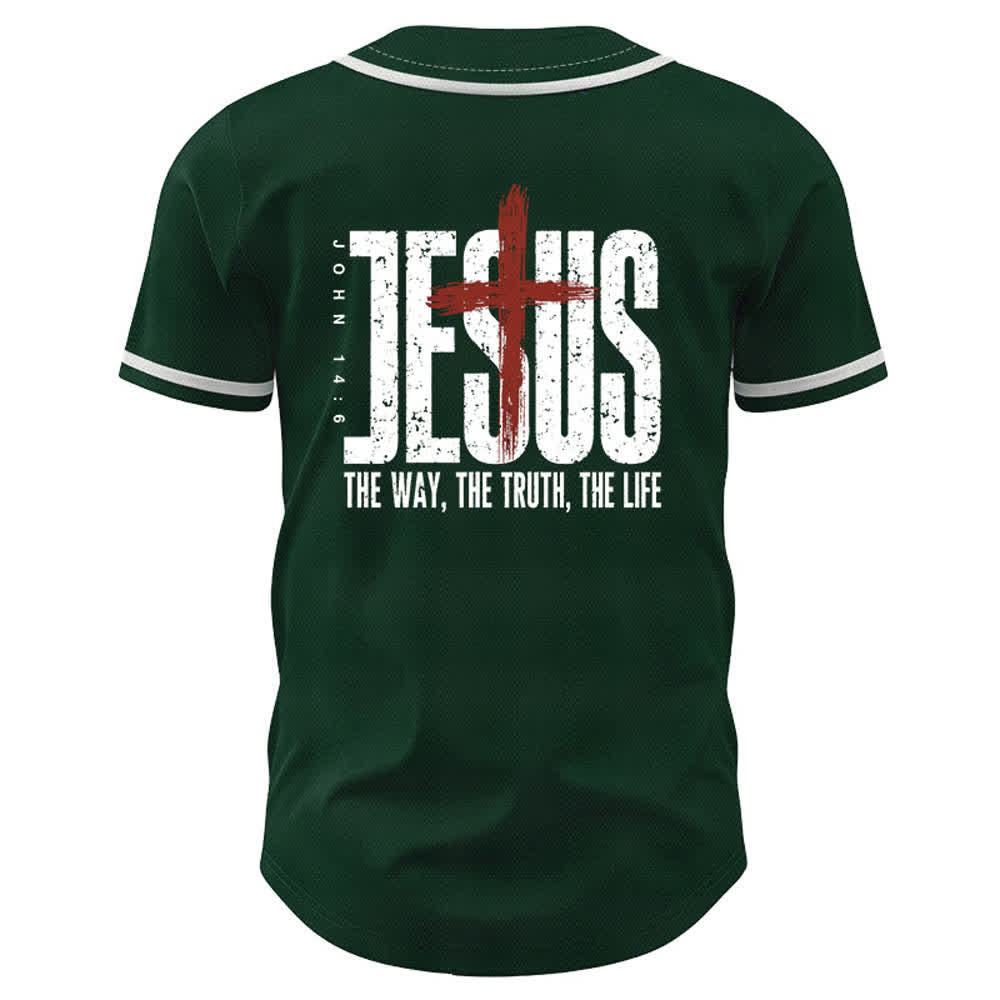 Christianartworkshop Jesus THE WAY THE TRUTH THE LIFE Button Up Baseball Jersey - image 29