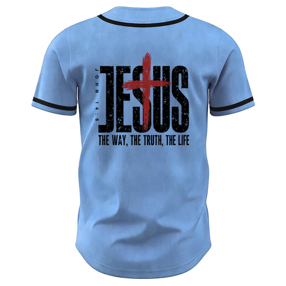 Christianartworkshop Jesus THE WAY THE TRUTH THE LIFE Button Up Baseball Jersey - image 50