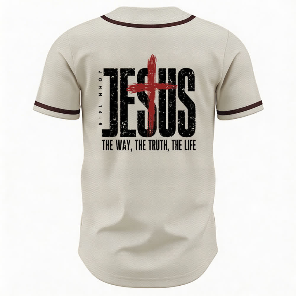 Christianartworkshop Jesus THE WAY THE TRUTH THE LIFE Button Up Baseball Jersey - image 22