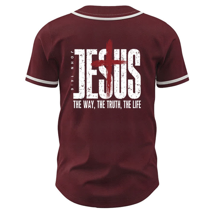 Christianartworkshop Jesus Cross Mesh Button Up Baseball Jersey - image 15