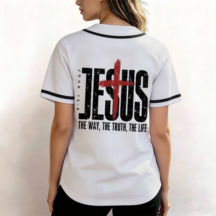 Christianartworkshop Jesus Cross Mesh Button Up Baseball Jersey - image 10