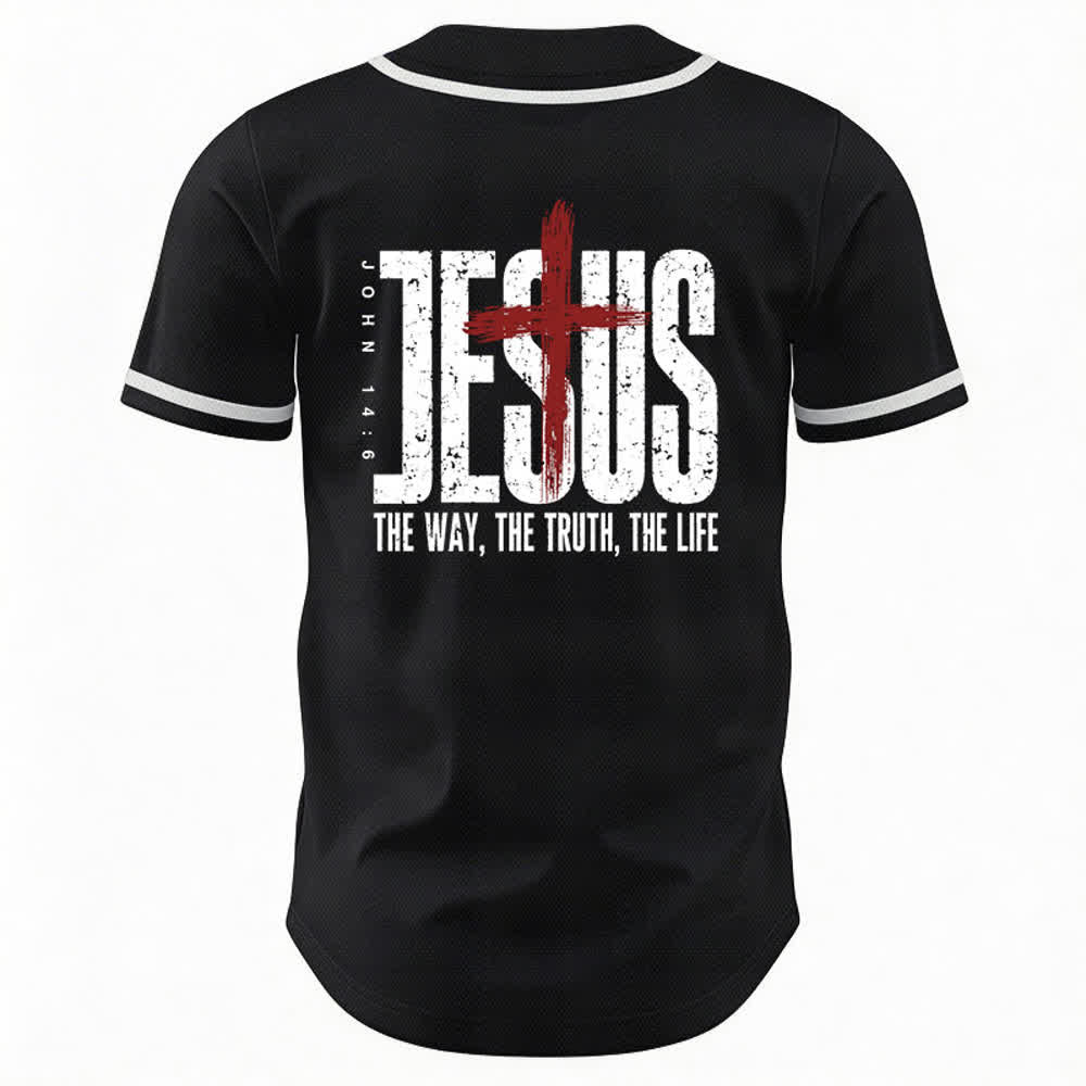 Christianartworkshop Jesus THE WAY THE TRUTH THE LIFE Button Up Baseball Jersey - image 1