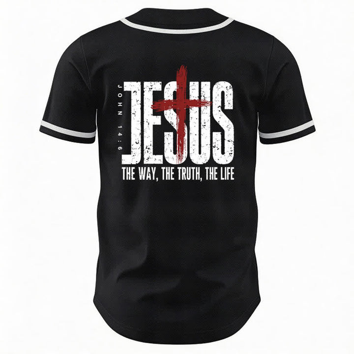 Christianartworkshop Jesus THE WAY THE TRUTH THE LIFE Button Up Baseball Jersey - image 1