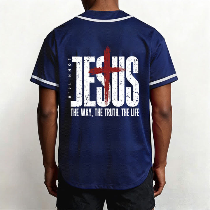 Christianartworkshop Jesus THE WAY THE TRUTH THE LIFE Button Up Baseball Jersey - image 40