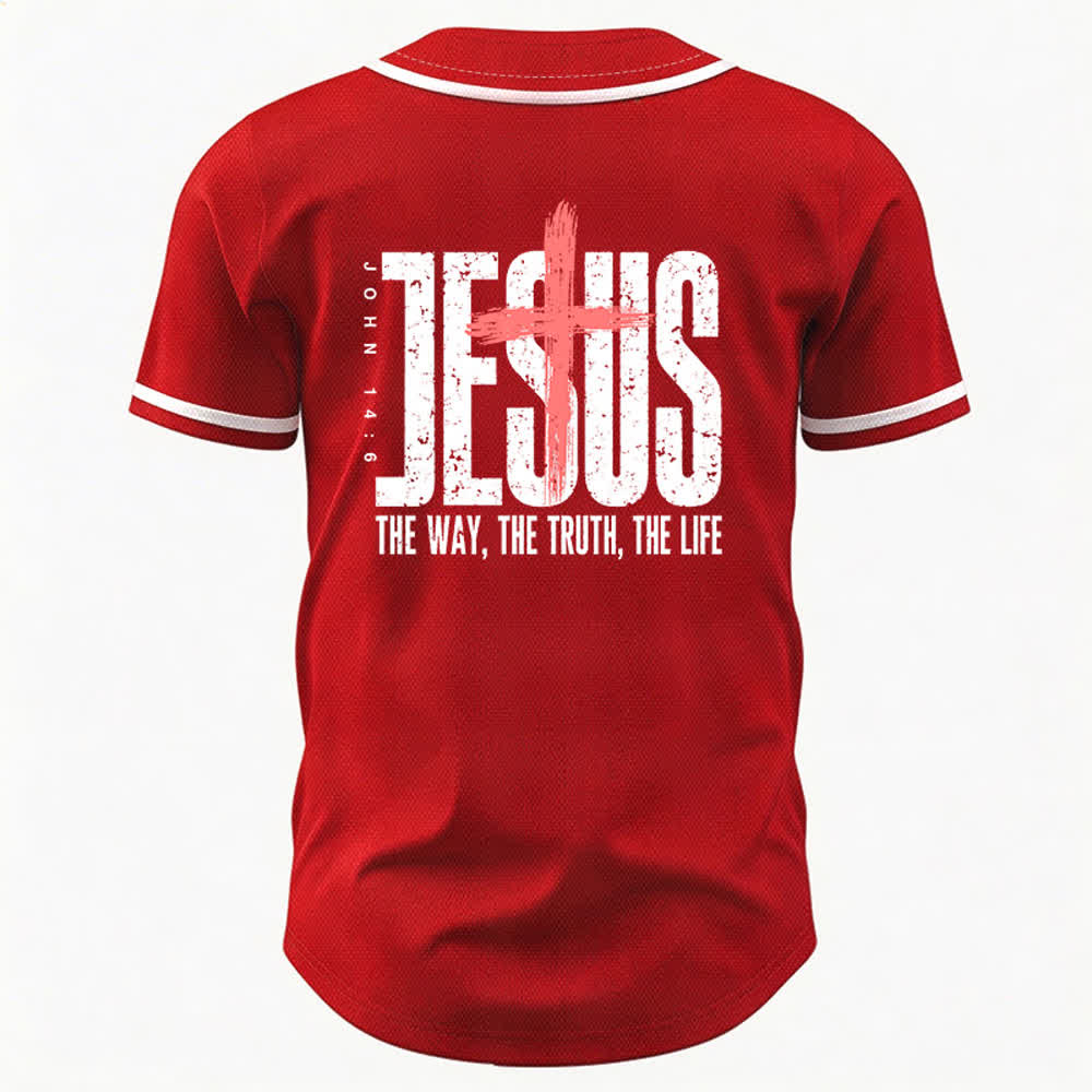 Christianartworkshop Jesus THE WAY THE TRUTH THE LIFE Button Up Baseball Jersey - image 43