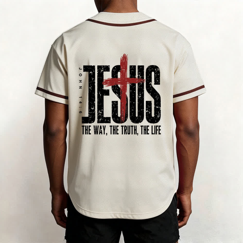 Christianartworkshop Jesus THE WAY THE TRUTH THE LIFE Button Up Baseball Jersey - image 26