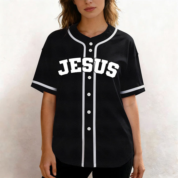Christianartworkshop Rooted In Christ Black Button Up Baseball Jersey - image 4