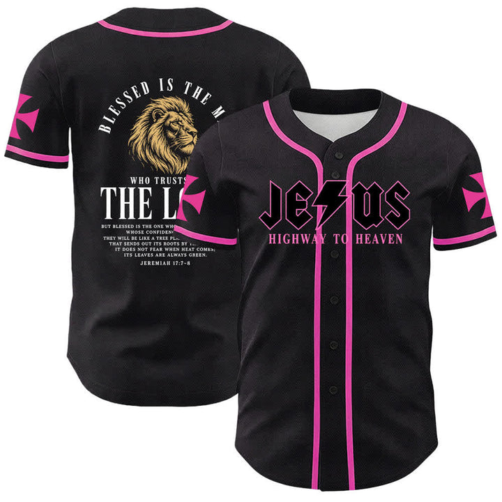 Christianartworkshop Jesus Highway To Heaven Jeremiah 17:7-8 Baseball Jersey - Pink - 5XL - image 21