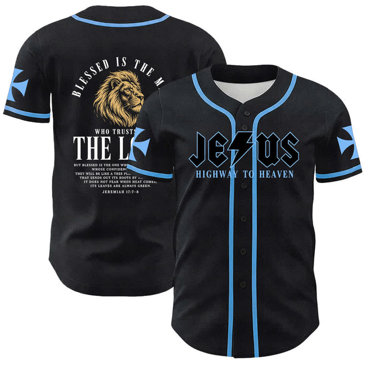 Christianartworkshop Jesus Highway To Heaven Jeremiah 17:7-8 Baseball Jersey - Sky Blue - 5XL - image 42