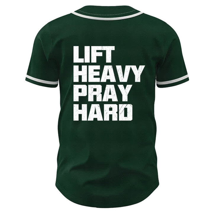 Christianartworkshop Lift Heavy Pray Hard Navy Baseball Jersey - image 15