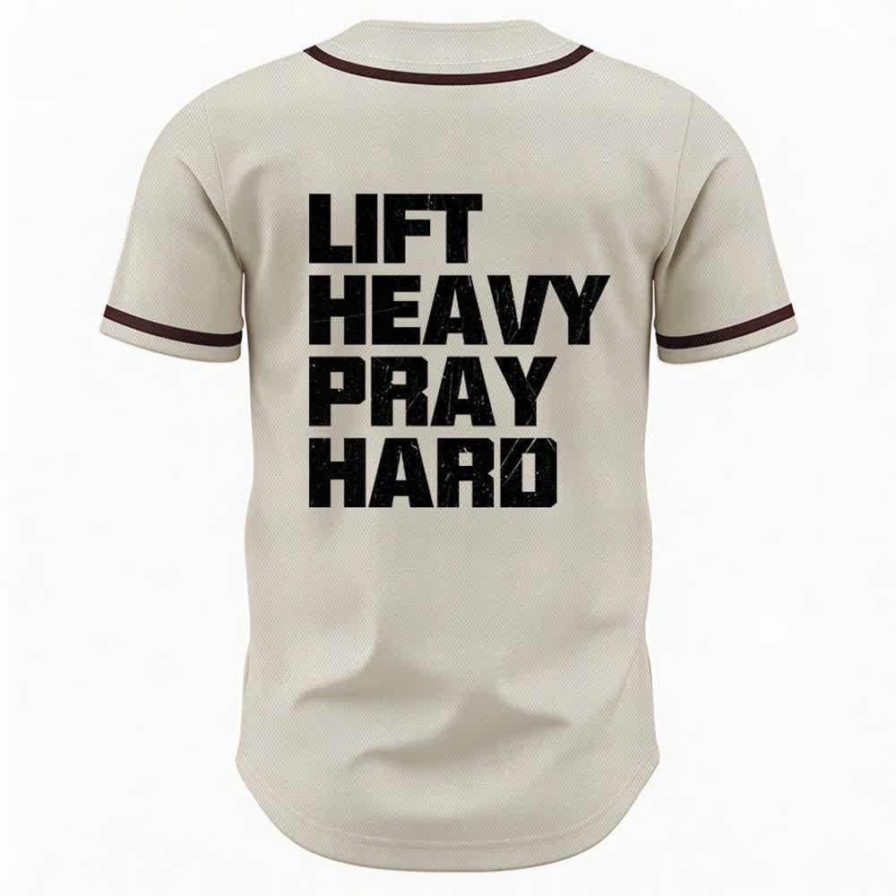 Christianartworkshop Lift Heavy Pray Hard Navy Baseball Jersey - image 36