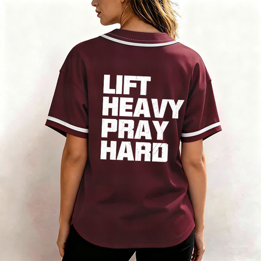Christianartworkshop Lift Heavy Pray Hard Navy Baseball Jersey - image 24