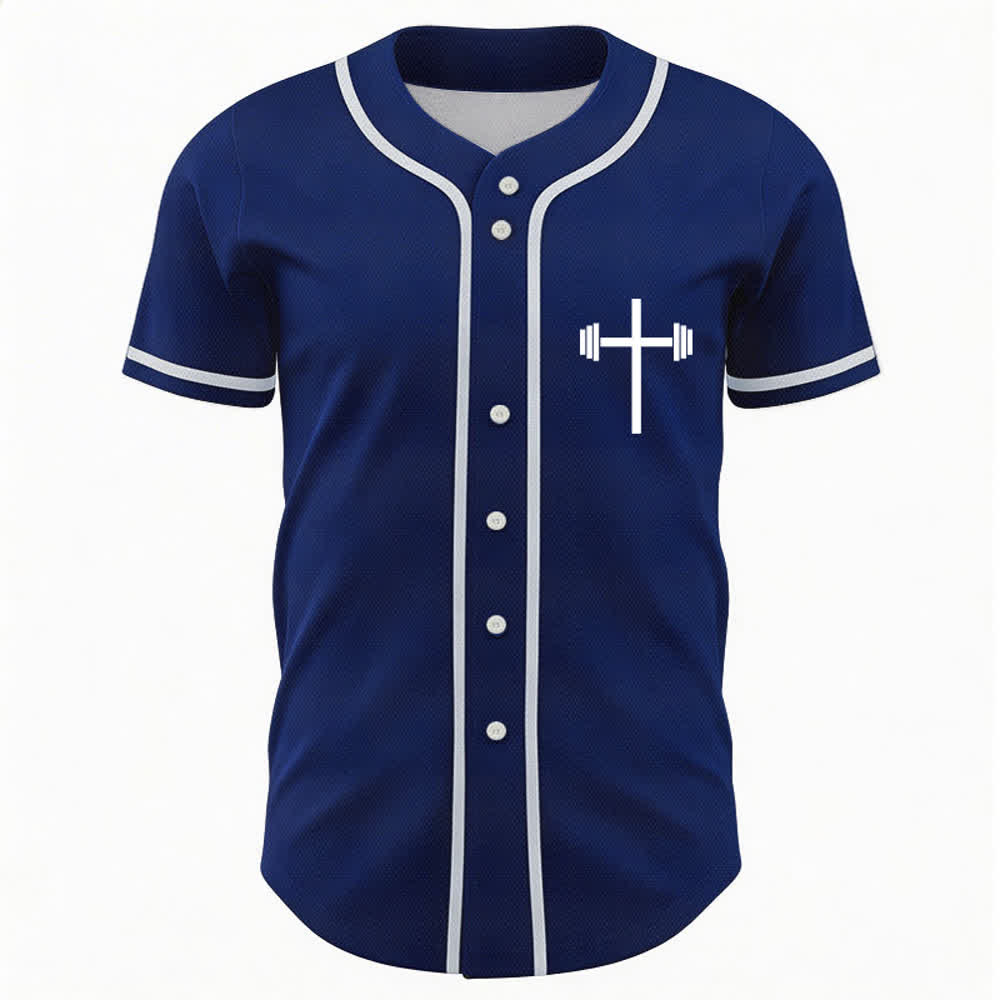 Christianartworkshop Lift Heavy Pray Hard Navy Baseball Jersey - image 2