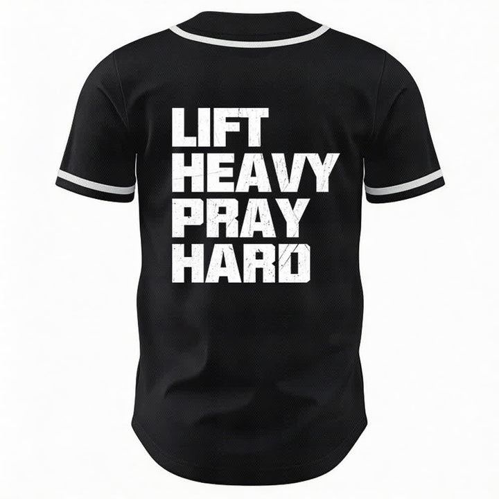 Christianartworkshop Lift Heavy Pray Hard Navy Baseball Jersey - image 29