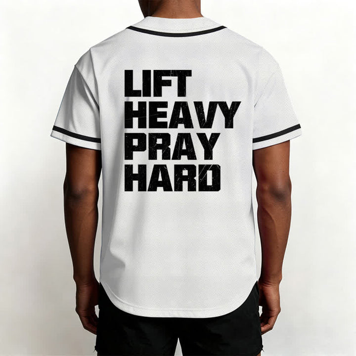 Christianartworkshop Lift Heavy Pray Hard Navy Baseball Jersey - image 12