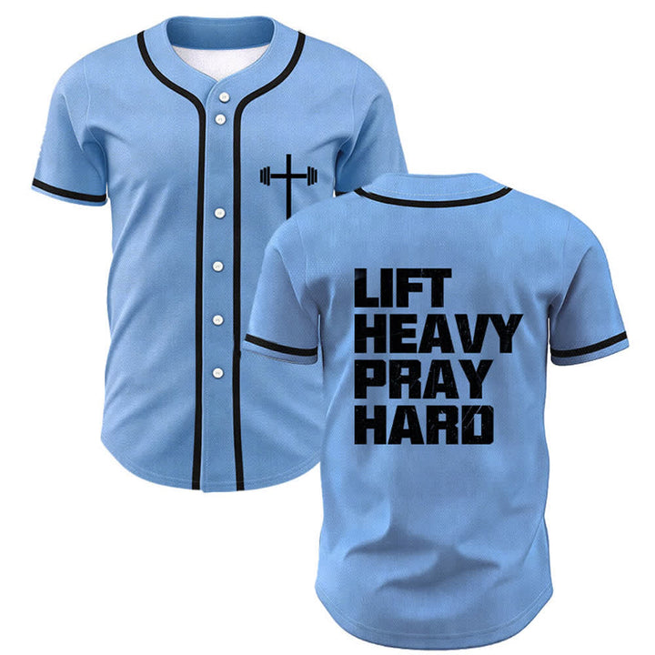 Christianartworkshop Lift Heavy Pray Hard Navy Baseball Jersey - Blue - 5XL - image 42