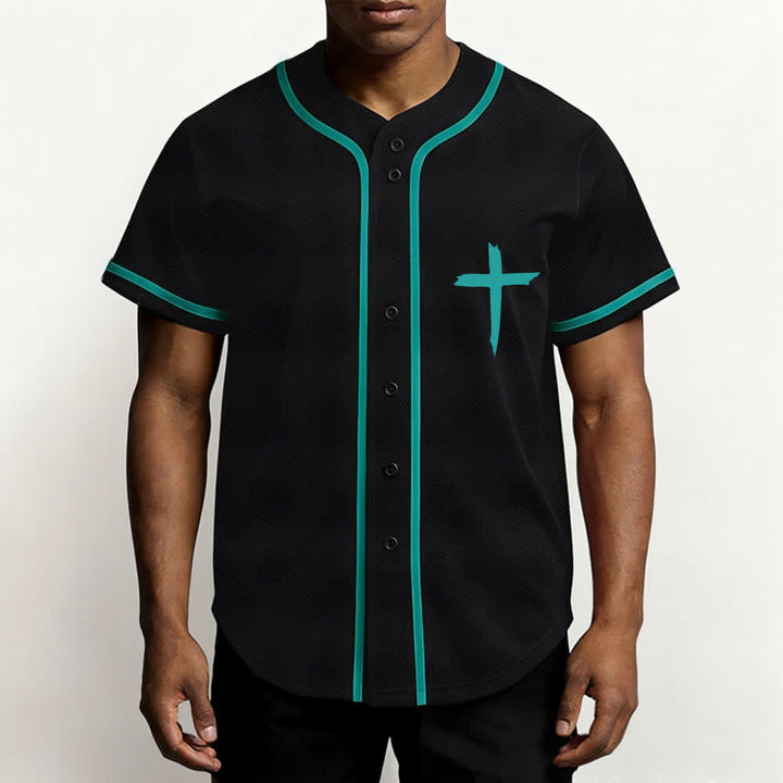 Christianartworkshop Faith Over Fear Cross Contrast Trim Baseball Jersey - image 34