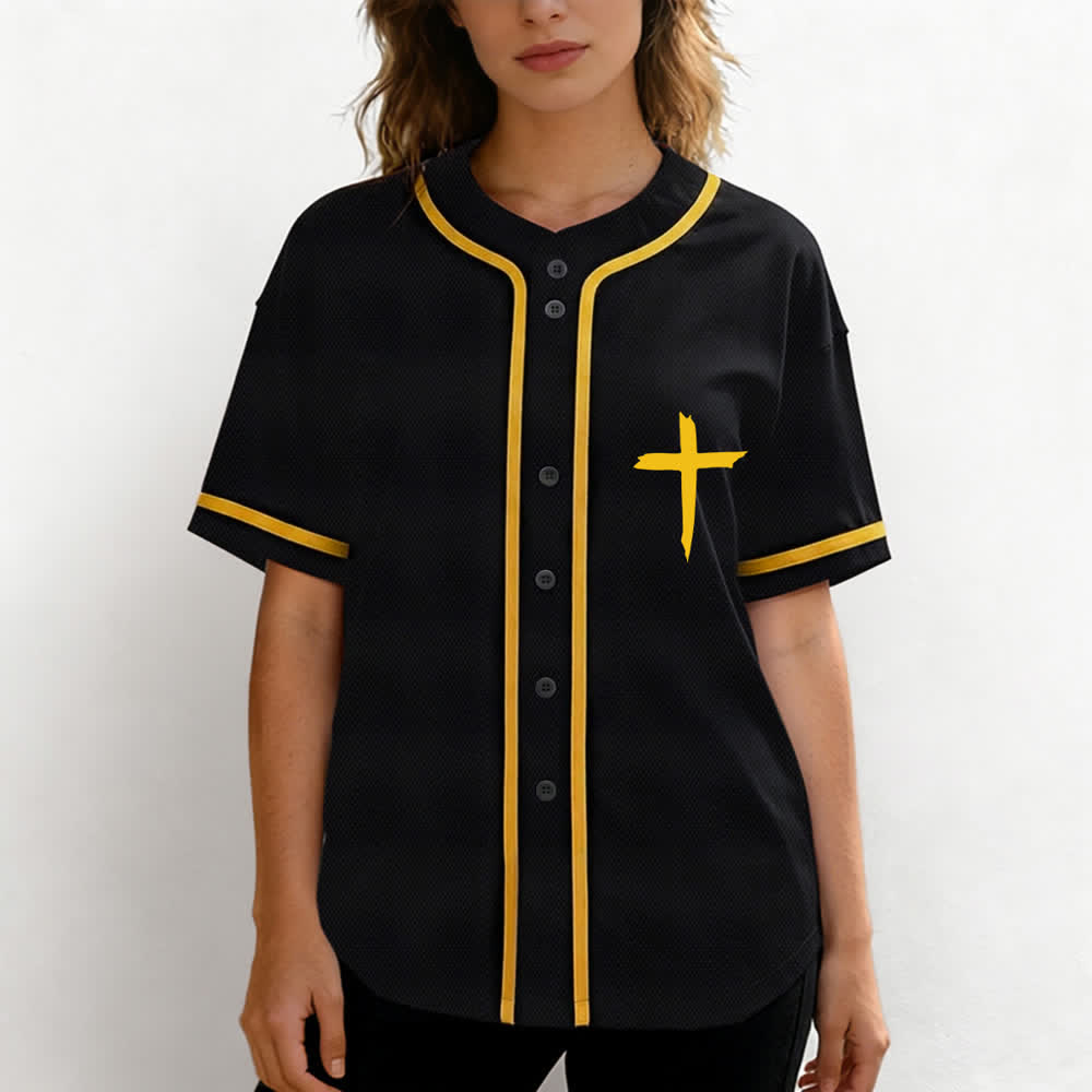 Christianartworkshop Faith Over Fear Cross Contrast Trim Baseball Jersey - image 60