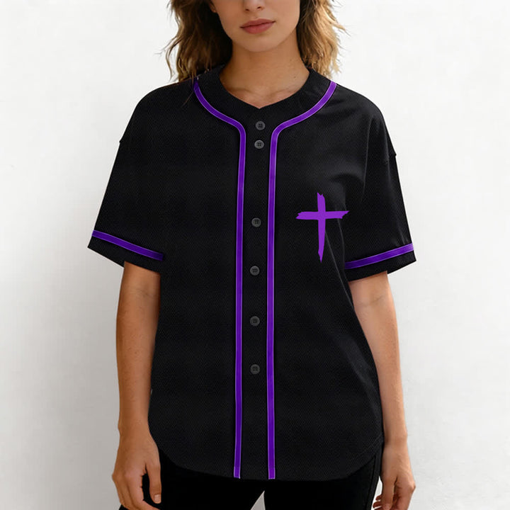 Christianartworkshop Faith Over Fear Cross Contrast Trim Baseball Jersey - image 53