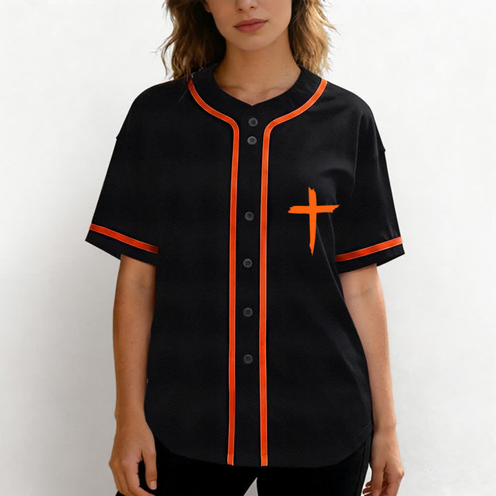Christianartworkshop Faith Over Fear Cross Contrast Trim Baseball Jersey - image 46