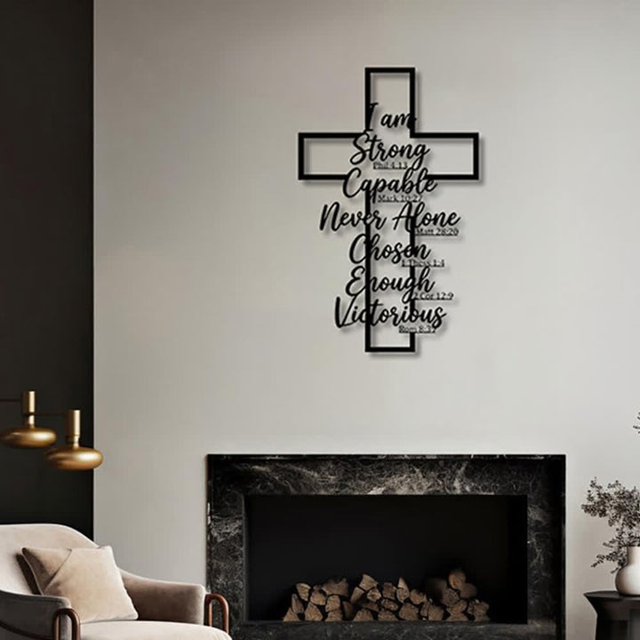 Christianartworkshop Hollow Frame Cross Biblical Affirmation Scripture Metal Wall Decor: Timeless Emblem of Sacred Redemptive Grace - image 5