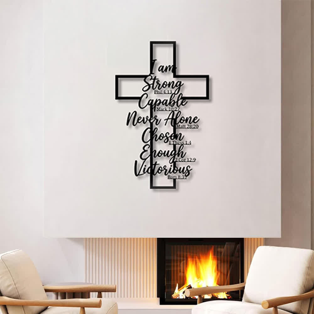 Christianartworkshop Hollow Frame Cross Biblical Affirmation Scripture Metal Wall Decor: Timeless Emblem of Sacred Redemptive Grace - image 4