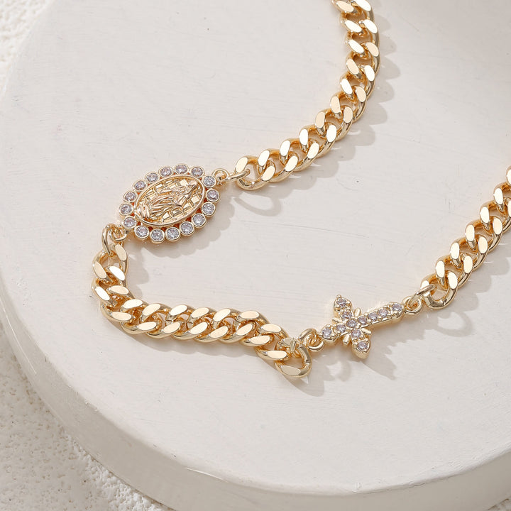 Christianartworkshop Dainty Cross Accent Portrait Cuban Bracelet: Meaningful Sacred Wrist Accessory - image 7