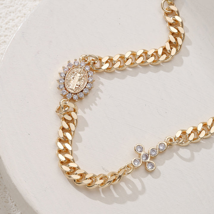 Christianartworkshop Dainty Cross Accent Portrait Cuban Bracelet: Meaningful Sacred Wrist Accessory - image 5