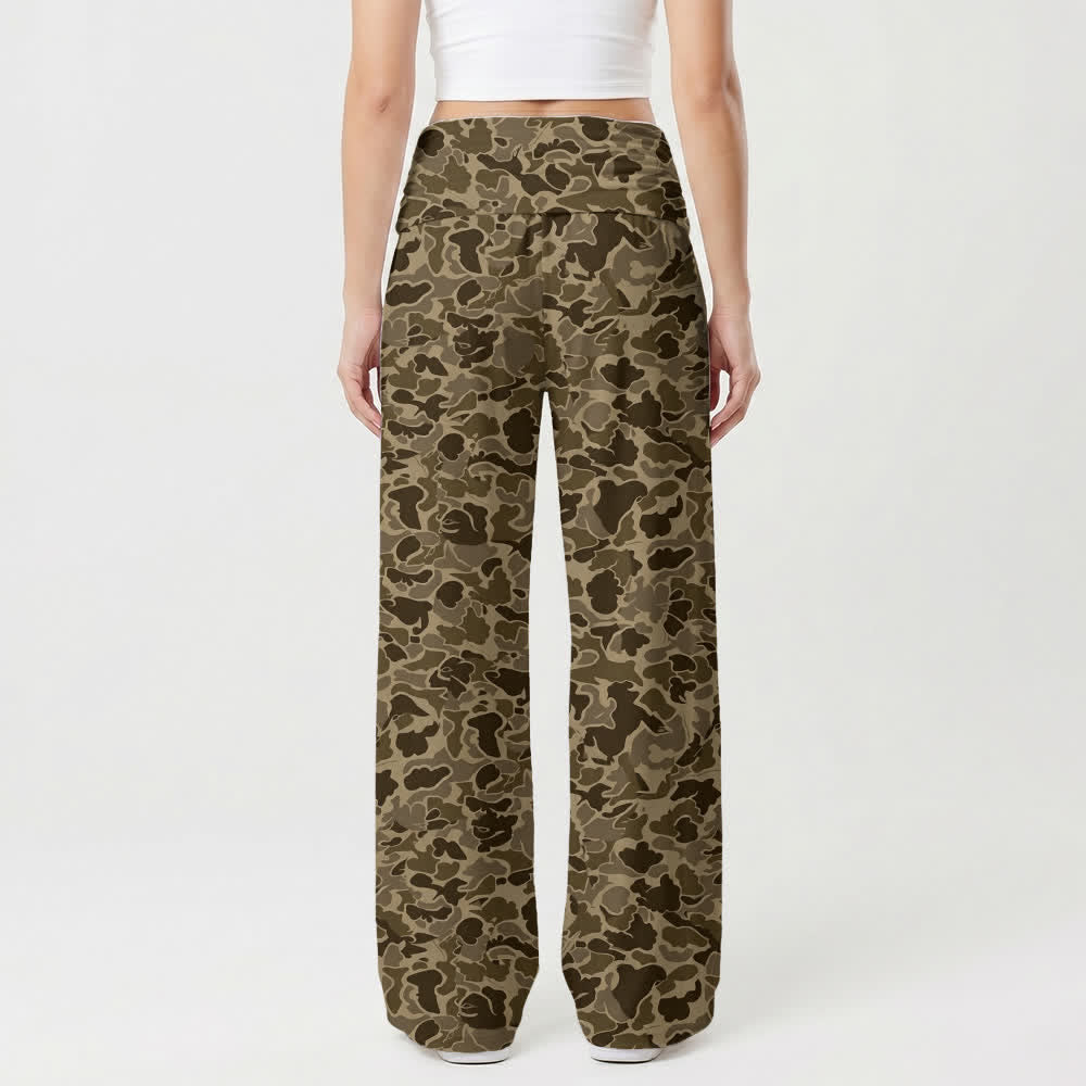 Christianartworkshop Earthtone Camo High Waisted Palazzo Women's Wide Leg Pants - image 2