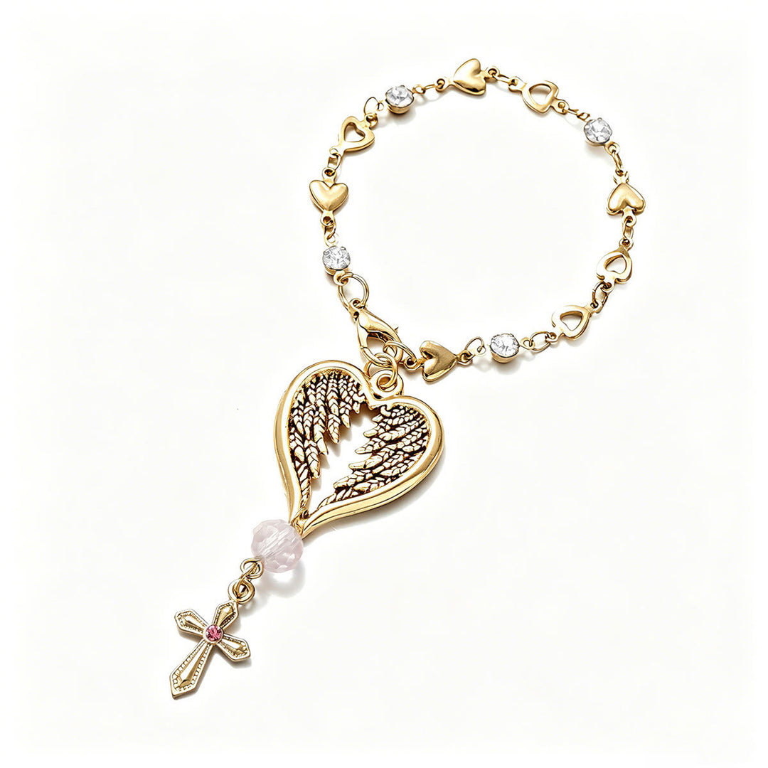 Christianartworkshop Guardian Angel-Wing Heart Keychain for Car: Quiet Reminder of Tender Protection - Golden Angel - image 5