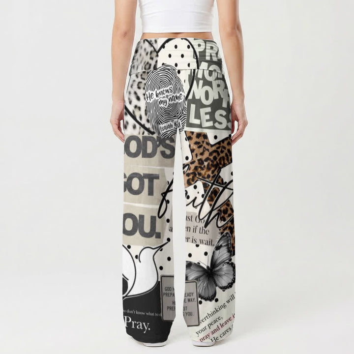Christianartworkshop Faith Collage Print High Waist Women's Wide Leg Pants - image 2