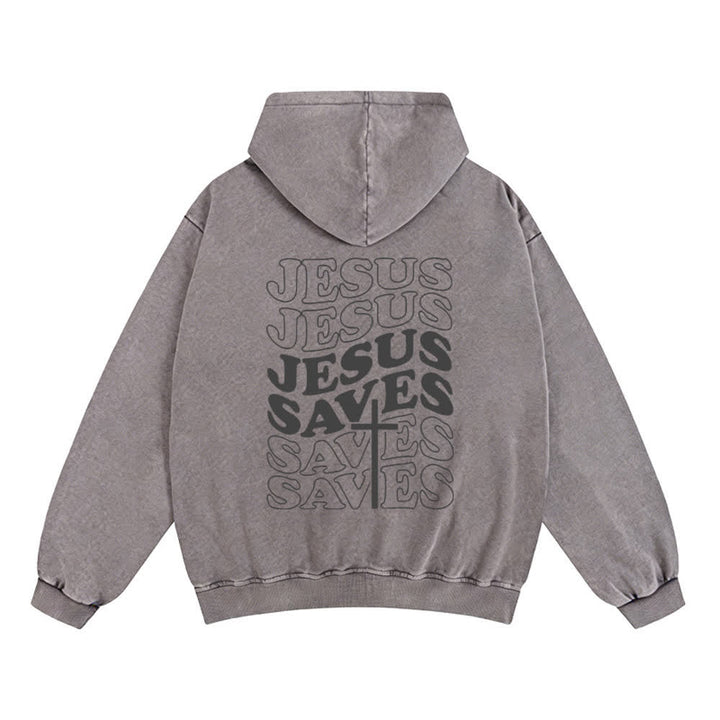 Christianartworkshop Jesus Saves Washed Street Zip-Up Hooded Jacket - image 4
