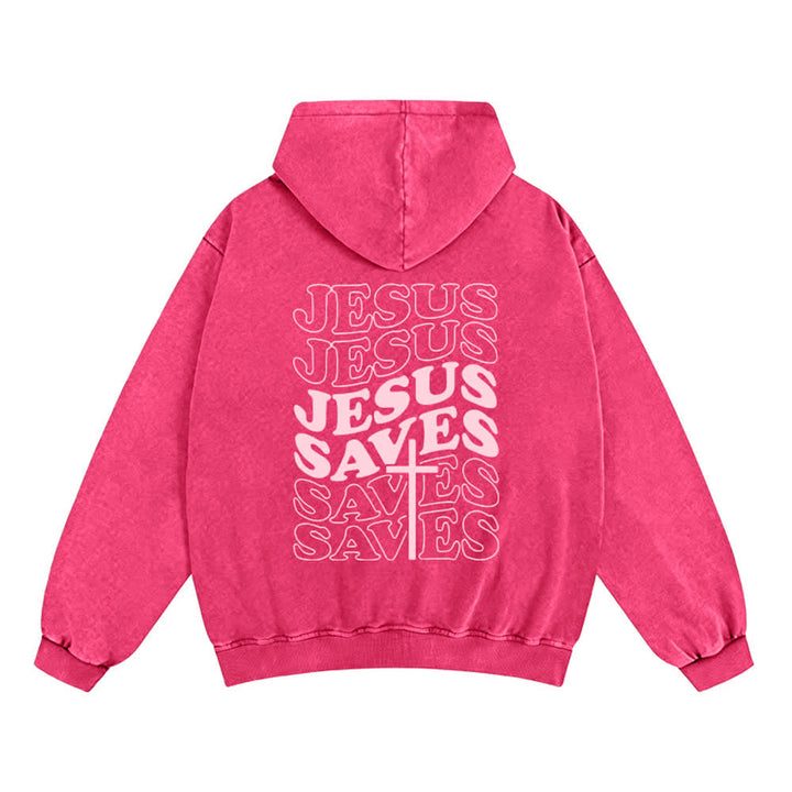 Christianartworkshop Jesus Saves Washed Street Zip-Up Hooded Jacket - image 10