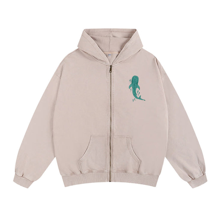 Christianartworkshop Washed Black Isaiah 43:2 Whale Shark Zip-Up Hooded Jacket - image 14