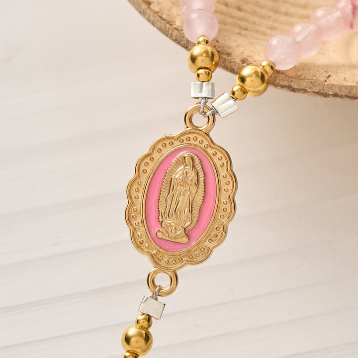 Christianartworkshop Magnetic Strawberry Agate Rosary Bracelet: Emblem of Divine Grace & Purity - image 4